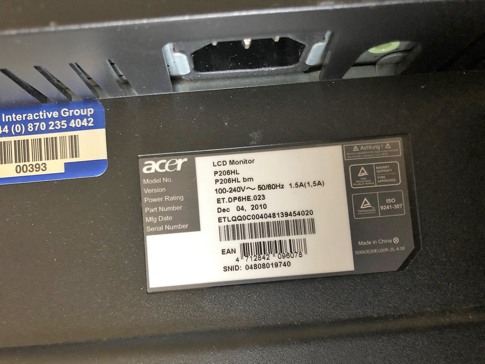 acer p206hl