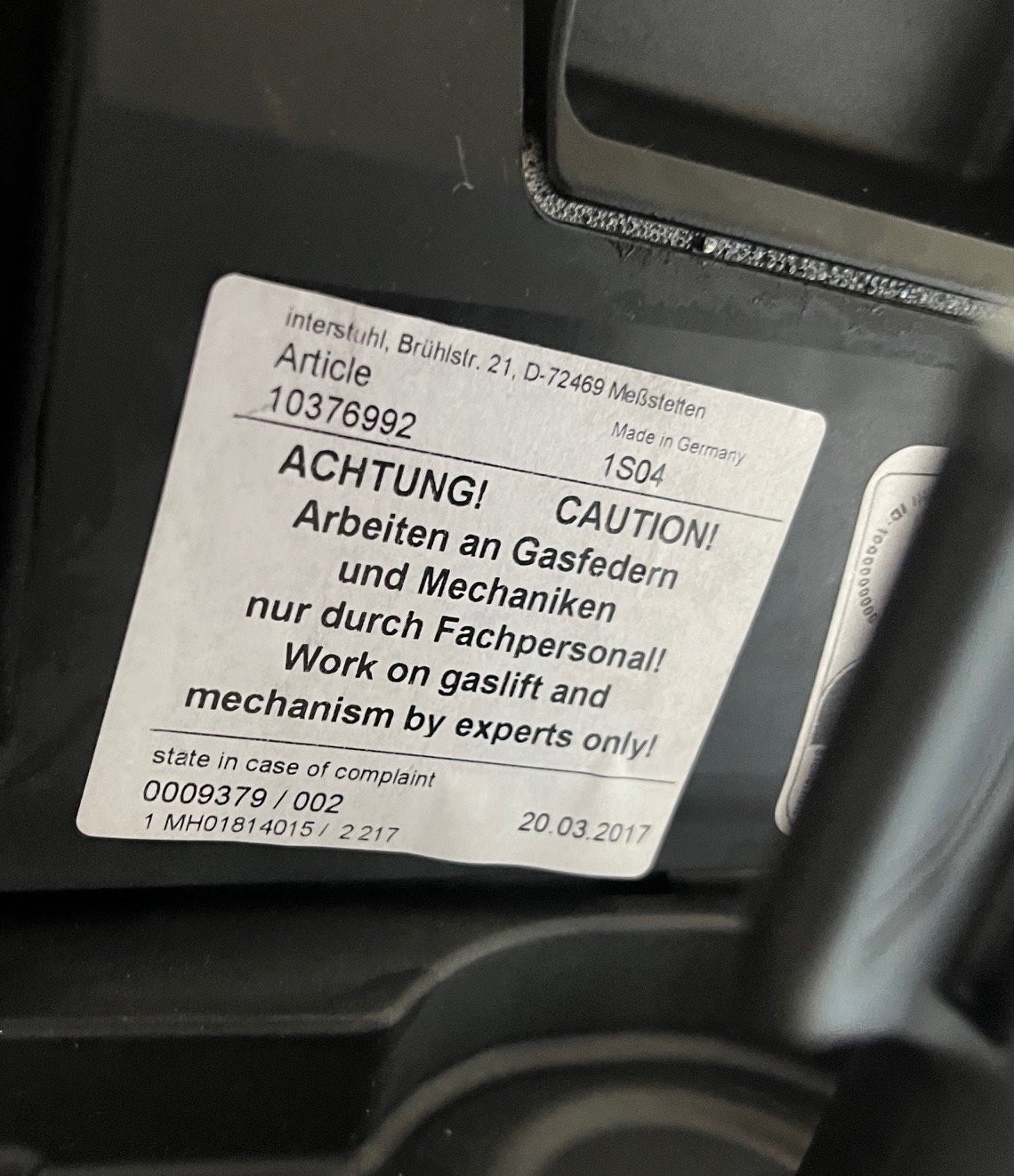 office chair Interstuhl 1S04 black sep 2025IMG_4321